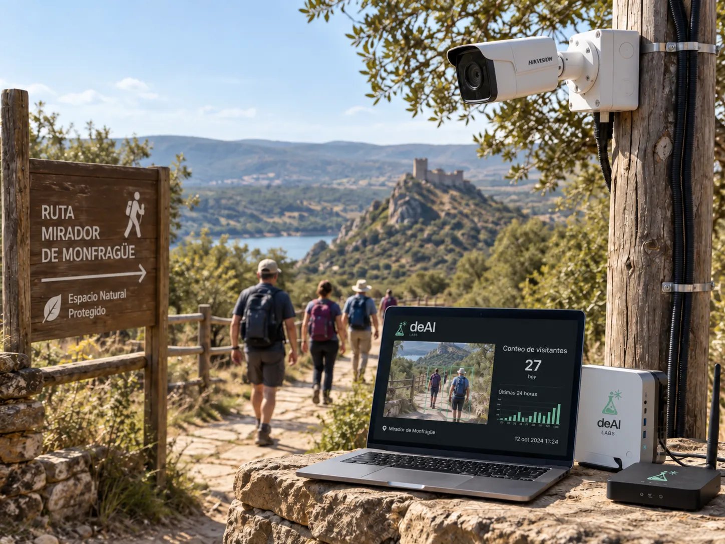 Concept setting for local computer vision monitoring a walking route in a rural landscape